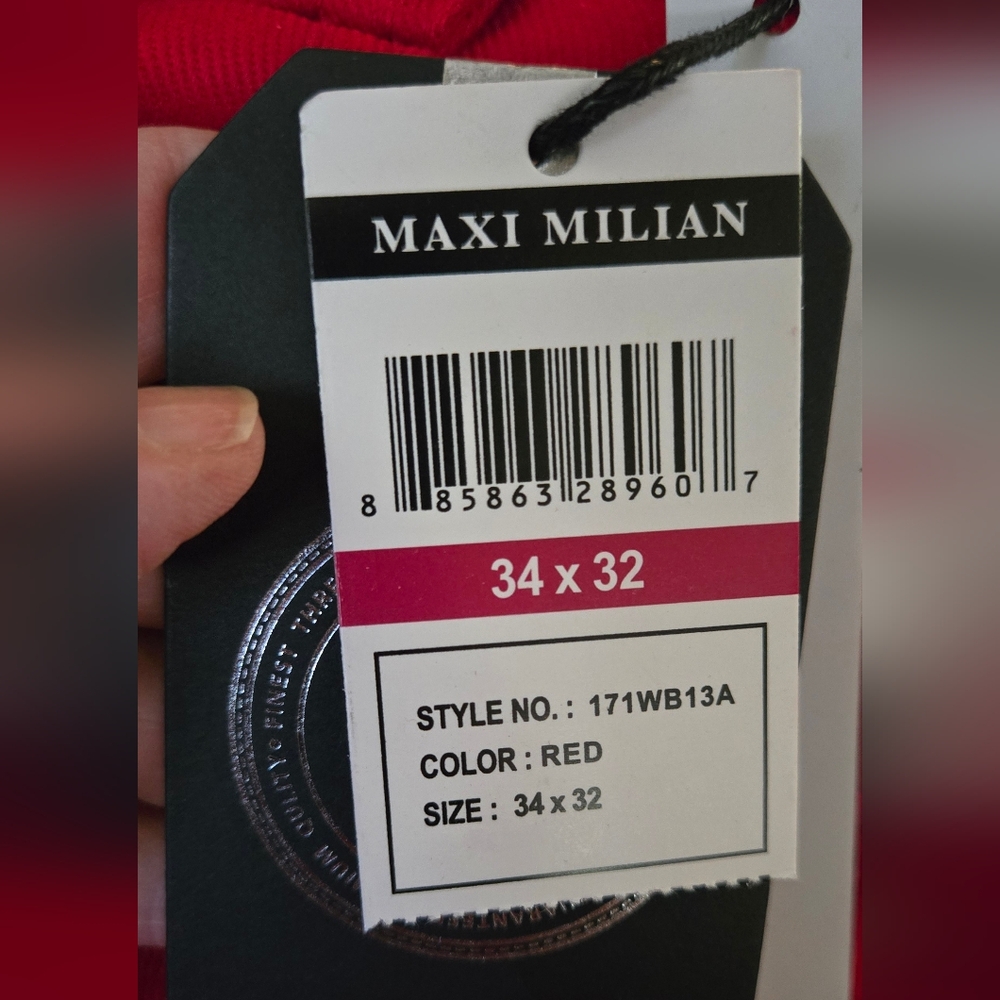 Maxi Millian Vibrant Red Slim Straight Jeans w/cool Patches Sz34"×32" UNISEX - Picture 13 of 14